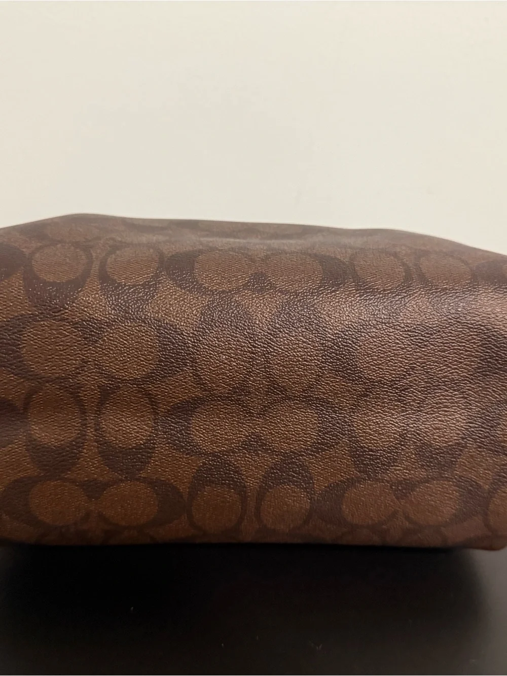 COACH Signature Canvas Satchel in two shades of brown and Navy Leather Trim! 🤩